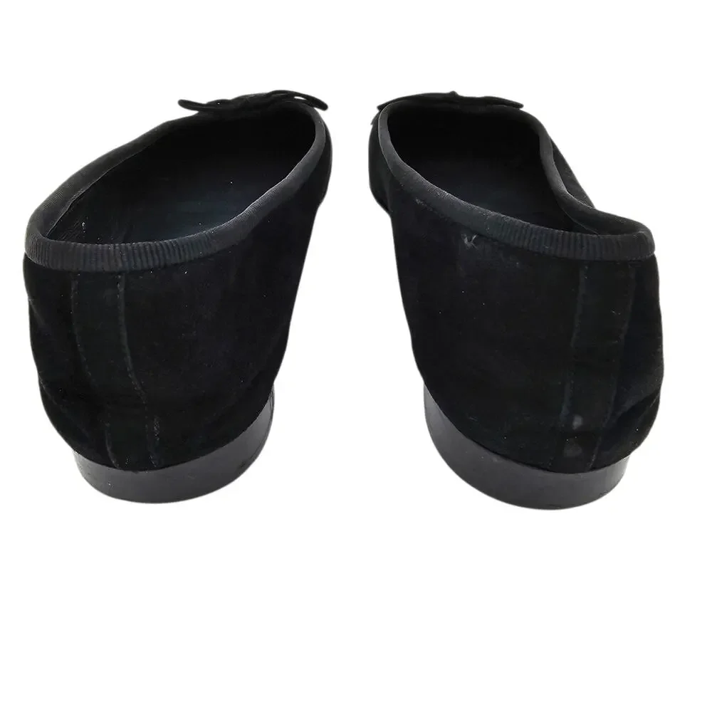 Chanel CC Cap Toe Ballet Ballerina Flat Slipper Black Suede Size 37.5 US 6.5 7 - Picture 6 of 11